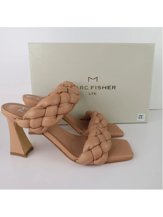 Marc Fisher Shoes - Marc Fisher LTD Hammy Sandals Womens 6.5M Natural Braided Leather Heels 0478